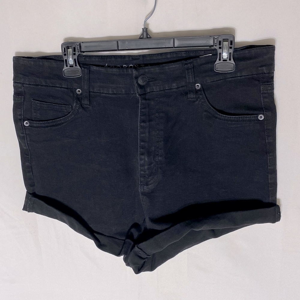 Aeropostale Black High Rose Curvy Cut Off Denim Jean Shorts 16 Festival Stampede